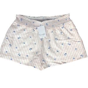 NEW Love Fire Linen Blend Shorts XL White Palm Trees Striped Nautical Summer